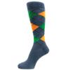 Spotlight Hosiery Men's Cotton Argyle Dress Socks, Dark Grayish Slate Blue/Orange/Green, 1 Pair view 1