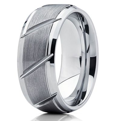 Silly Kings Jewelry 9mm Tungsten Wedding Ring,Silver Tungsten Wedding Ring,Tungsten Wedding Band,Men's Tungsten Ring,Tungsten Carbide Ring,Anniversary Ring,Comfort Fit
