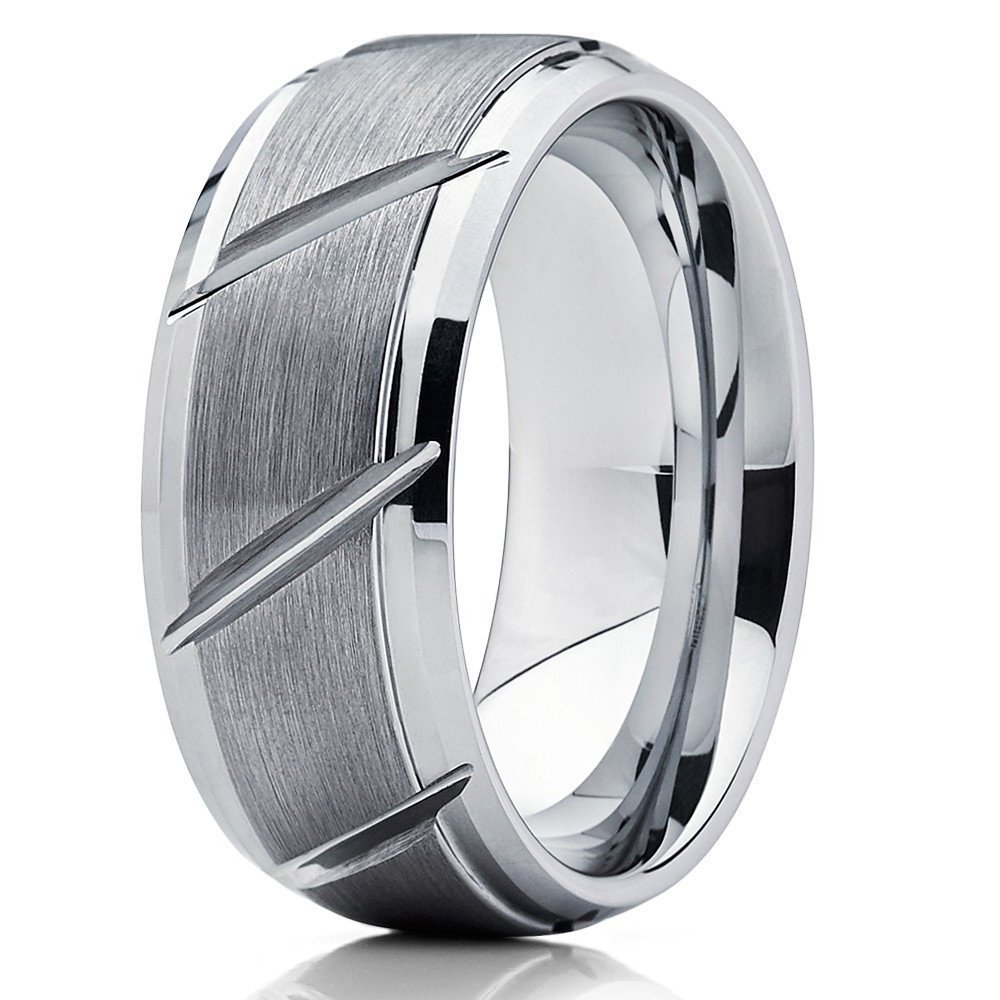 Silly Kings Jewelry 9mm Tungsten Wedding Ring,Silver Tungsten Wedding Ring,Tungsten Wedding Band,Men's Tungsten Ring,Tungsten Carbide Ring,Anniversary Ring,Comfort Fit
