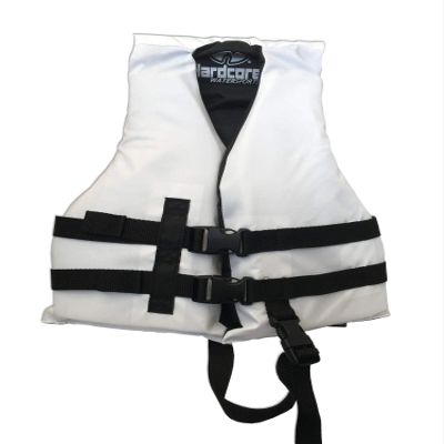 Hardcore Life Jacket Paddle Vest; Coast Guard Approved Type III PFD Life Vest Flotation Device; Jet ski, Wakeboard, Kayak; Ideal Extra Life Jacket for Your Pontoon Boat White (Child 30-50 lbs)