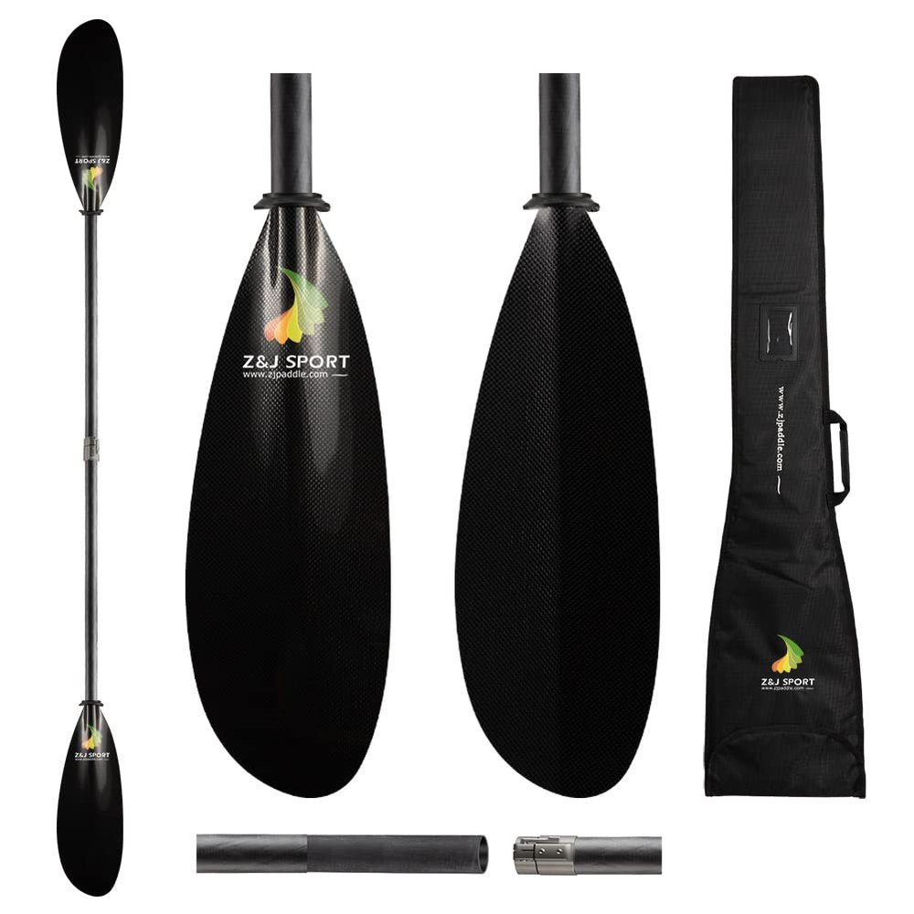Z&J SPORT Sea Kayak Paddle Full Carbon with Paddle Bag, Adjustable Recreational Touring Kayak Paddle for Relaxed Kayaking in Ocean, River, Lake (SK-T) (215-225cm,Straight Shaft)