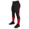 CHAMPRO womens Low-rise Youth Softball With Tournament Traditional Low Rise Pant w/Braid, Black, Scarlet Pipe, Large US view 1