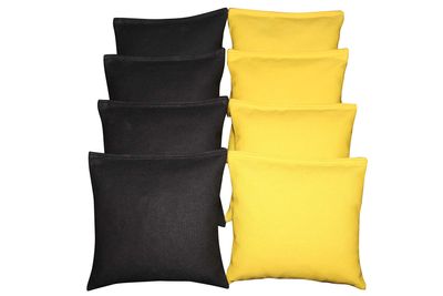 BackYardGamesUSA Set of 8 Cornhole Bags Pick Your 2 Colors! Regulation Size Handmade! (Black/Gold)