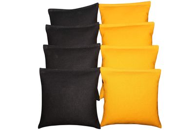BackYardGamesUSA Set of 8 Cornhole Bags Pick Your 2 Colors! Regulation Size Handmade! (Black/Yellow)