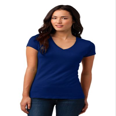 DISCONTINUED District Juniors Soft Wash V-Neck Tee L Deep Royal