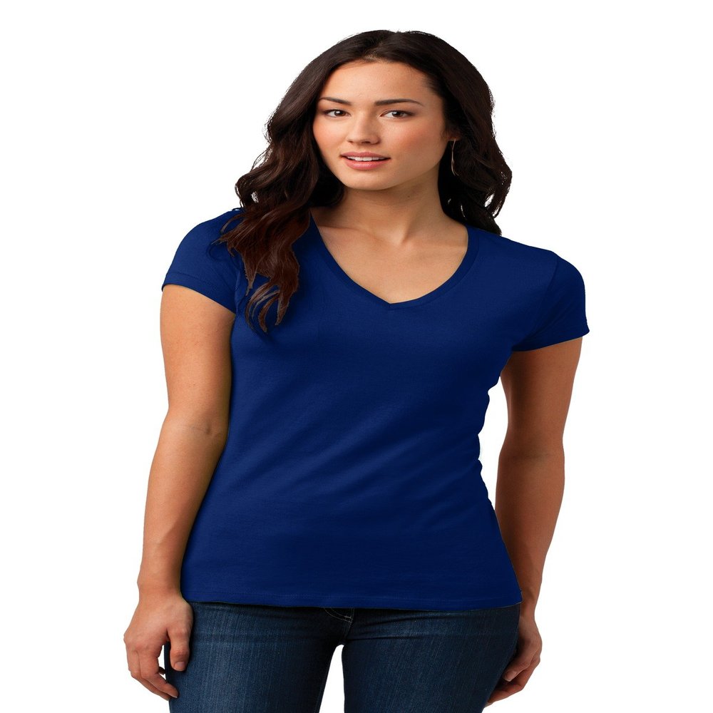 DISCONTINUED District Juniors Soft Wash V-Neck Tee L Deep Royal