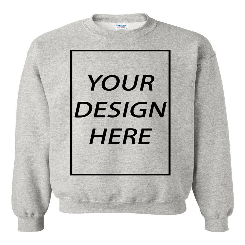 City Shirts Add Your Own Text Design Custom Personalized Crewneck Sweatshirt (Medium, Ash Gray)