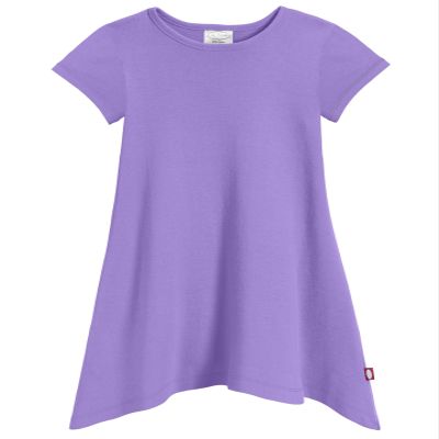 City Threads Girls' Shark Bite Short Sleeve Tunic Top Blouse Shirt Stylish Modern All Cotton for Sensitive Skins SPD Sensory Friendly, Deep Purple, 5