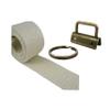 1.25" Key Fob Hardware and 1.25" Cotton Webbing Combo - Natural (5 Yards/10 Key Fobs, Antique Brass Key Fobs)