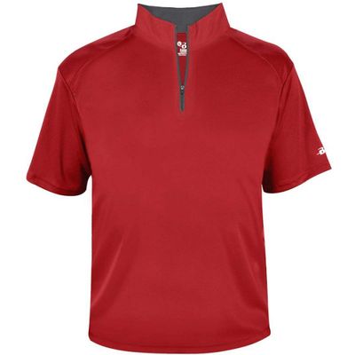 Badger Sports B-Core Short Sleeve 1/4 Zip, Red/Graphite, Small
