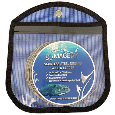 49 Strand Cable 7x7 Stainless Steel Fishing Wire Leader Kit w/10 crimps - 30ft 280 lbs