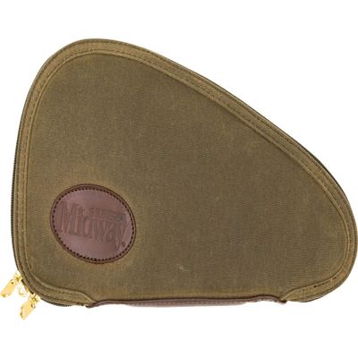 MidwayUSA Waxed Canvas Pistol Case Large Olive Brown