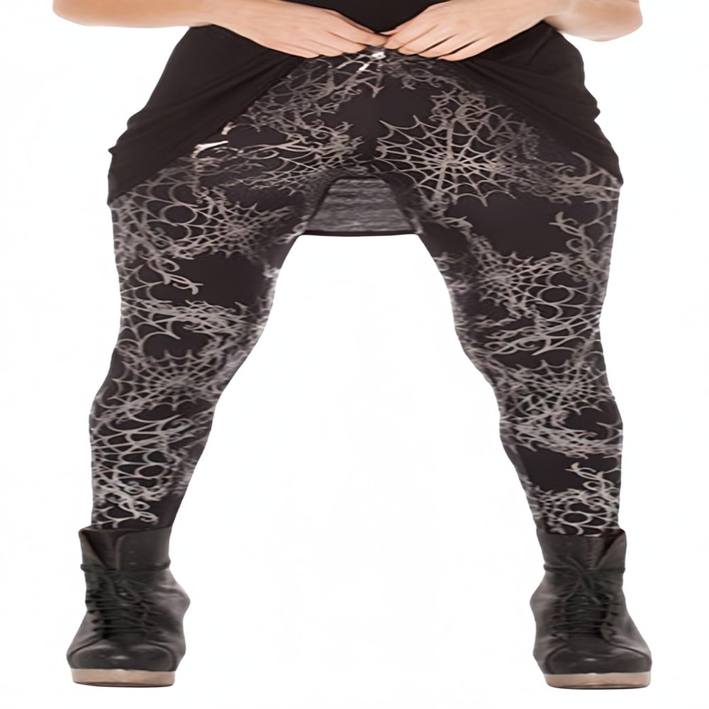 Sister Amy Women's Digital Animal Printed Ankle Elastic Tights Legging Cobweb US L
