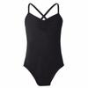 FEESHOW Girls Sleeveless Cross/Cutout Back Gymnastics Camisole Leotard Sports Tank Tops Ballet Dance wear Costumes Black 3-4 view 1