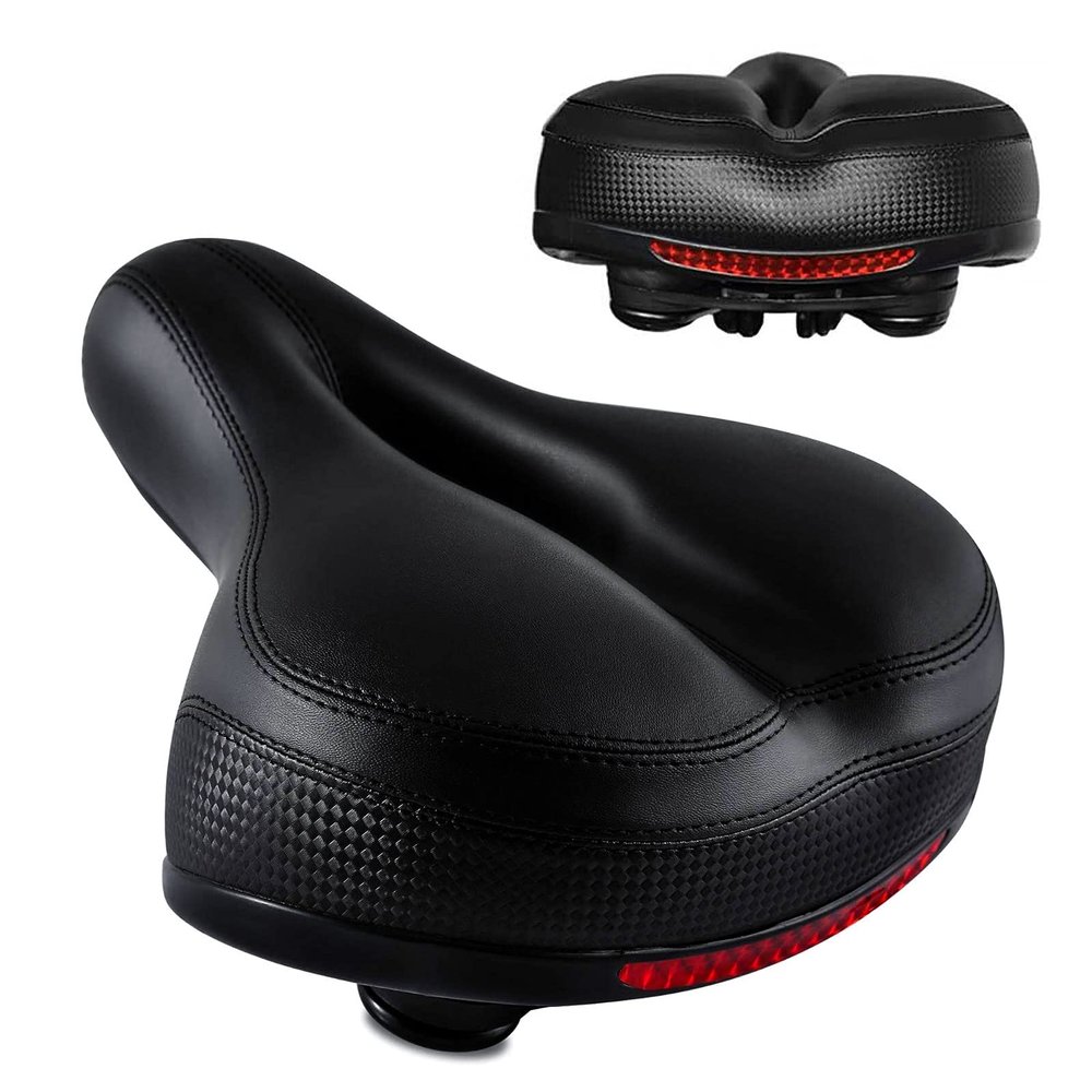Aolander Bicycle Saddle with DUAL SHOCK ABSORBING BALL Most Comfortable Leather Bike Seat Memory Foam Padded Giant Bicycle Seat Men Women New Look MTB Road City Bike Saddle with LIFETIME WARRANTY