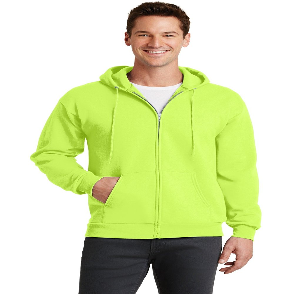 Port & Company - Core Fleece Full-Zip Hooded Sweatshirt 4XL Neon Yellow