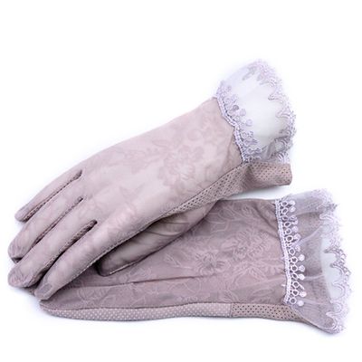 URSFUR Women Summer Outdoor Driving Gloves Anti Sun Uv Lace Touchscreen Non-slip Purple