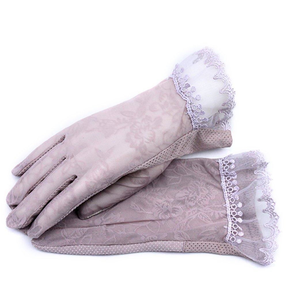 URSFUR Women Summer Outdoor Driving Gloves Anti Sun Uv Lace Touchscreen Non-slip Purple