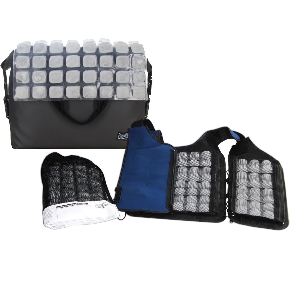 FlexiFreeze Ice Vest Cooling Kit - Cooling Vest with Additional Refill Panel and Travel Cooler (Personal Zipper)
