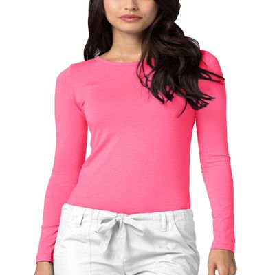 Adar Uniforms Underscrubs for Women - Long Sleeve Comfort Tee - 2900 - Neon Pink - 3X