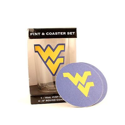 Boelter West Virginia Mountaineers Pint and Coaster Set