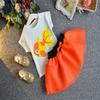 FTSUCQ Girls Goldfish Patterned Shirt Top with Skirt,Two-Pieces Sets,Orange 130 view 3