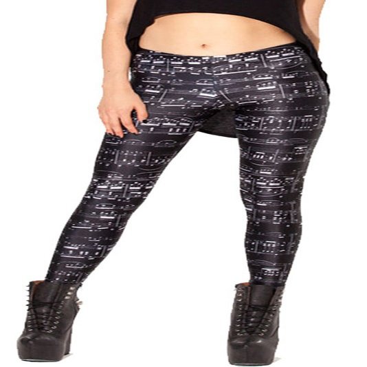 Sister Amy Women's Digital Geometric Printed Ankle Elastic Tights Leggings Note US M