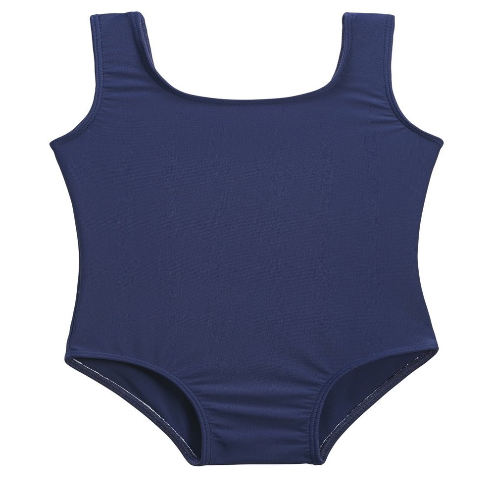City Threads Girls One Piece Swimsuits UPF 50+, Made in The USA Swimwear, Girls Bathing Suits (Navy, 12-18 Months)