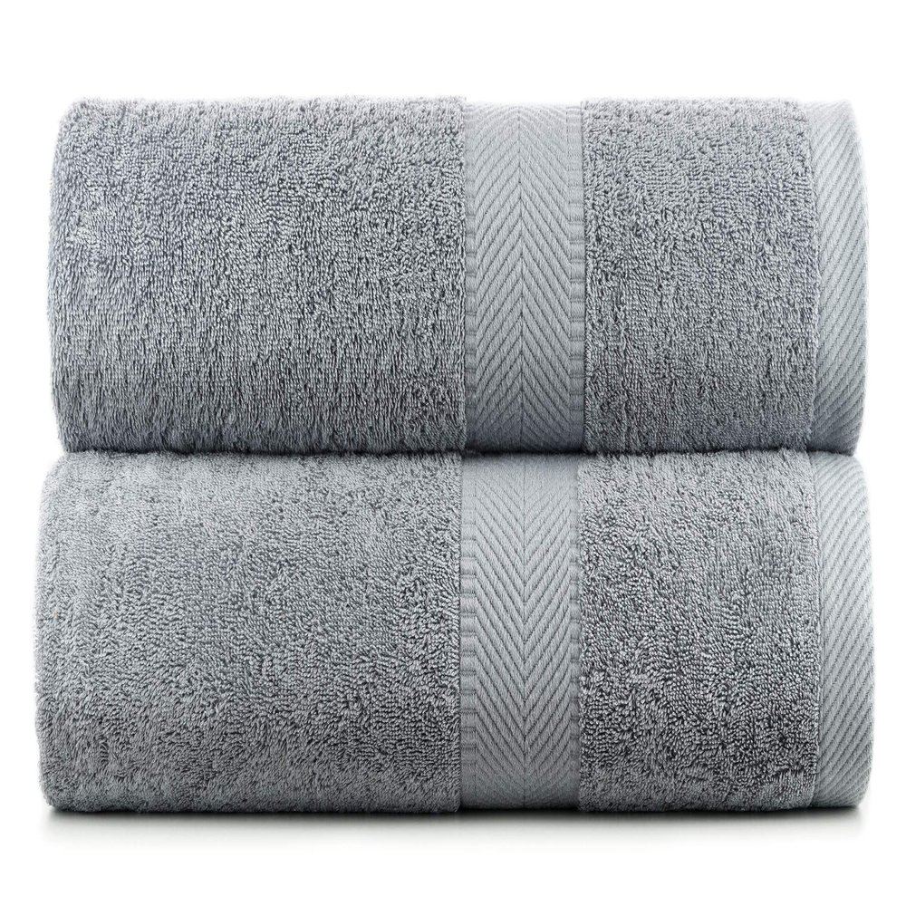 BY LORA Natural Water Absorbent Bath Sheet Towel Set Oversized, Soft, Eco-Friendly Terry Cotton Towels for Home and Spa - Silver Gray - 2-Pieces