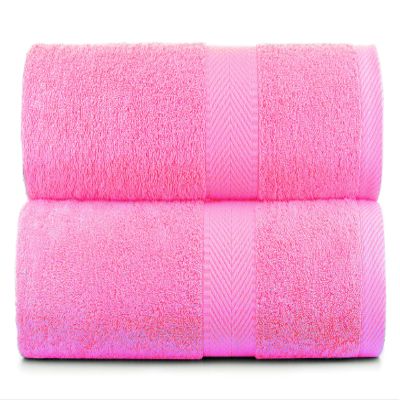BY LORA Natural Water Absorbent Bath Sheet Towel Set  Oversized, Soft, Eco-Friendly Terry Cotton Towels for Home and Spa - Pink - 2-Pieces