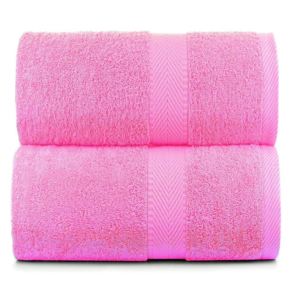 BY LORA Natural Water Absorbent Bath Sheet Towel Set  Oversized, Soft, Eco-Friendly Terry Cotton Towels for Home and Spa - Pink - 2-Pieces
