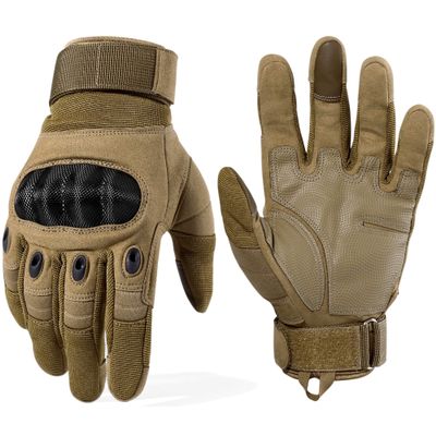 WTACTFUL Touchscreen Motorcycle Tactical Gloves for Men for Airsoft Paintball Cycling Motorbike MTB Bike ATV Hunting Hiking Riding Work Outdoor Sport Work Gloves Brown Large
