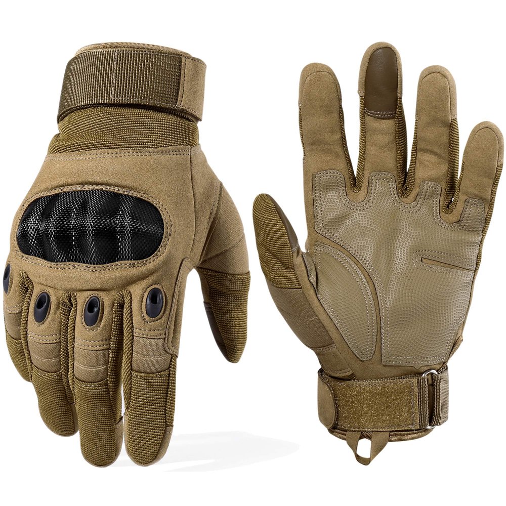 WTACTFUL Touchscreen Motorcycle Tactical Gloves for Men for Airsoft Paintball Cycling Motorbike MTB Bike ATV Hunting Hiking Riding Work Outdoor Sport Work Gloves Brown Large