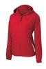 SPORT-TEK Women's Colorblock Hooded Raglan Jacket, True Red/White, Small view 3