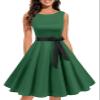Gardenwed Women's Vintage Dress Sleeveless Cocktail 1950s Dresses Retro Tea Party Swing Christmas Dress Green 3XL view 1