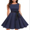 Gardenwed Women's Vintage Dress Sleeveless Cocktail 1950s Dresses Retro Tea Party Swing Navy L view 1
