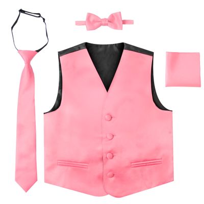 Luca Gabriel Toddler Boys' 4 Piece Formal Satin Vest Set - Coral - 2 to 3