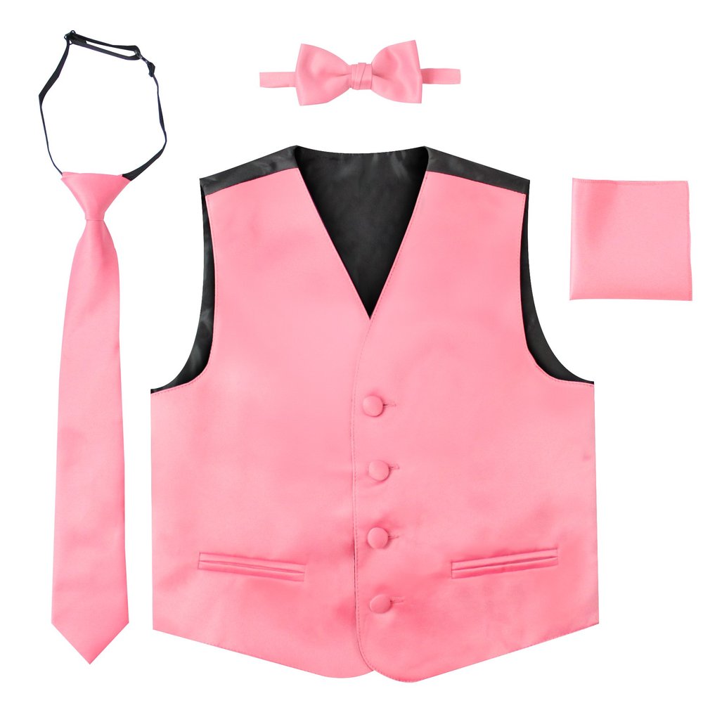 Luca Gabriel Toddler Boys' 4 Piece Formal Satin Vest Set - Coral - 2 to 3
