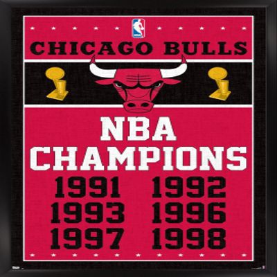 Trends International NBA Chicago Bulls - Champions 13 Wall Poster, 22.375" x 34", Black Framed Version