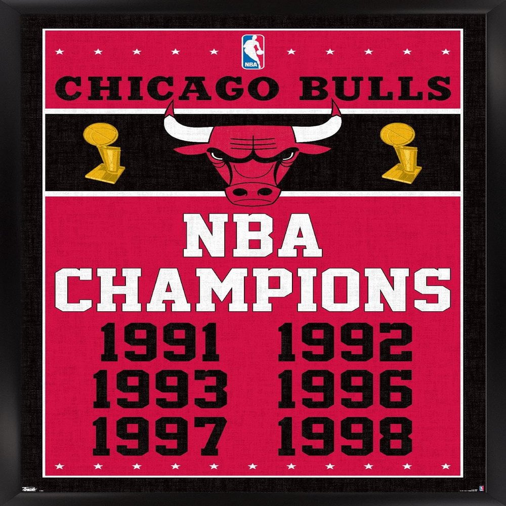 Trends International NBA Chicago Bulls - Champions 13 Wall Poster, 22.375" x 34", Black Framed Version