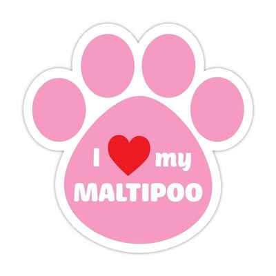 (5 Stickers Combo Deal) I Love My Maltipoo Pink Bumper Sticker Vinyl Decal 5"X 5"