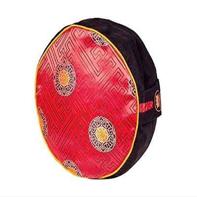 Kathmandu Yogi Zafu Meditation Yoga Cushion Kapok Filled Fair Trade Silk and Organic Cotton Pillow with Exclusive Premium Designs (Choose Your Design & Color) (Mandala Red)- Women Made in Nepal