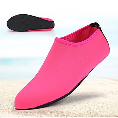 Epicgadget(TM) Quick-Dry Water Shoes, Barefoot Flexible Water Skin Shoes Aqua Socks for Beach, Swim, Diving, Snorkeling, Running, Surfing and Yoga Exercise (Pink, XL. US 9-10 EUR 40-41)