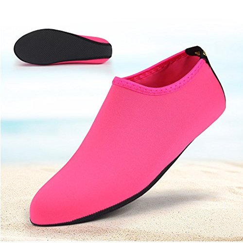Epicgadget(TM) Quick-Dry Water Shoes, Barefoot Flexible Water Skin Shoes Aqua Socks for Beach, Swim, Diving, Snorkeling, Running, Surfing and Yoga Exercise (Pink, XL. US 9-10 EUR 40-41)