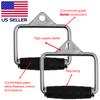 FITNESS MANIAC USA D Handle Cable Attachment, Pair, Exercise Machine Attachments with Rubber Handgrips Chrome, Chrome Knurled Stirrup Attachment Kit view 2