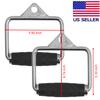 FITNESS MANIAC USA D Handle Cable Attachment, Pair, Exercise Machine Attachments with Rubber Handgrips Chrome, Chrome Knurled Stirrup Attachment Kit view 3