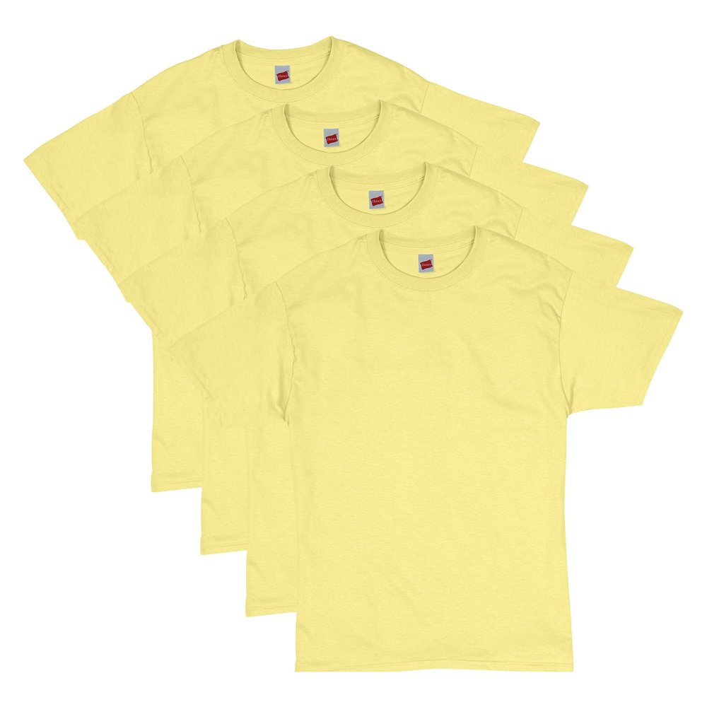 Hanes Men's Essentials Short Sleeve T-shirt Value Pack (4-pack),yellow,Large