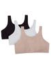 Fruit of The Loom Big Girl's Cotton Built-up Sport 3 Pack(Pack of 3) Bra, White/Black/Sand, 38 view 1