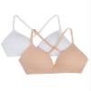 Fruit of the Loom Girls' Seamless Soft Cup Bra, 2-Pack, Sand/White, 36