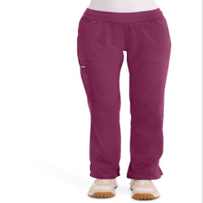 Cherokee Women Scrub Pant with Straight Leg Pull-on Pant Medical Bottom with 4 Pocket & 2-Way Stretch Fabric - WW110, M Petite, Wine